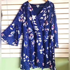 Westport Navy floral bell sleeve dress 24
